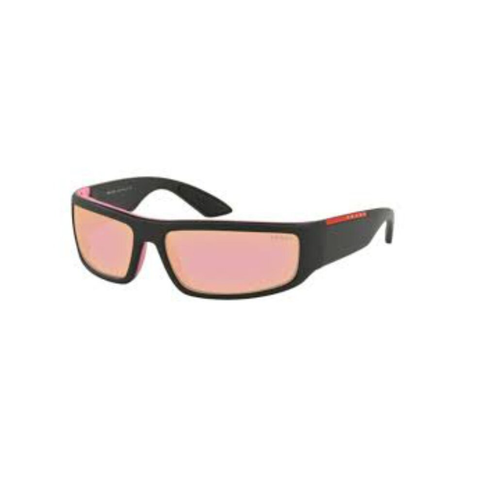 PRADA Linea Rossa Wraparound Visor Sunglasses - MATTE BLACK GREY PINK